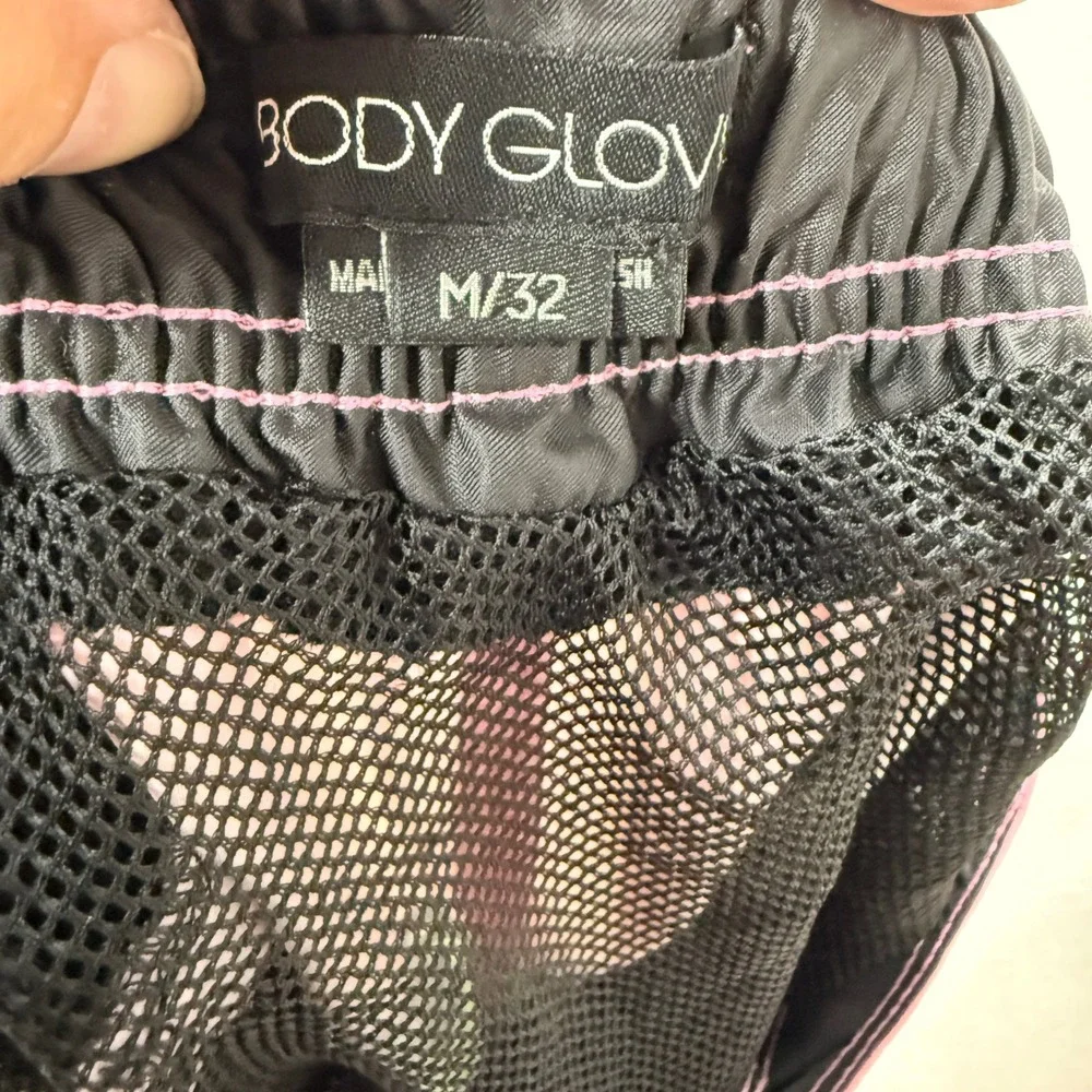 Body Glove Vapor Mens Board Shorts Size M/32 Pink Black Striped Swim Trunks Surf